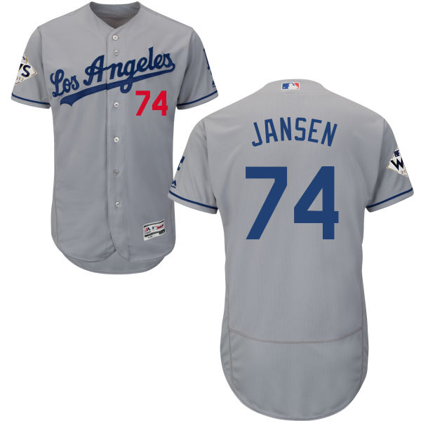 Dodgers #74 Kenley Jansen Grey Flexbase Authentic Collection World Series Bound Stitched MLB Jersey